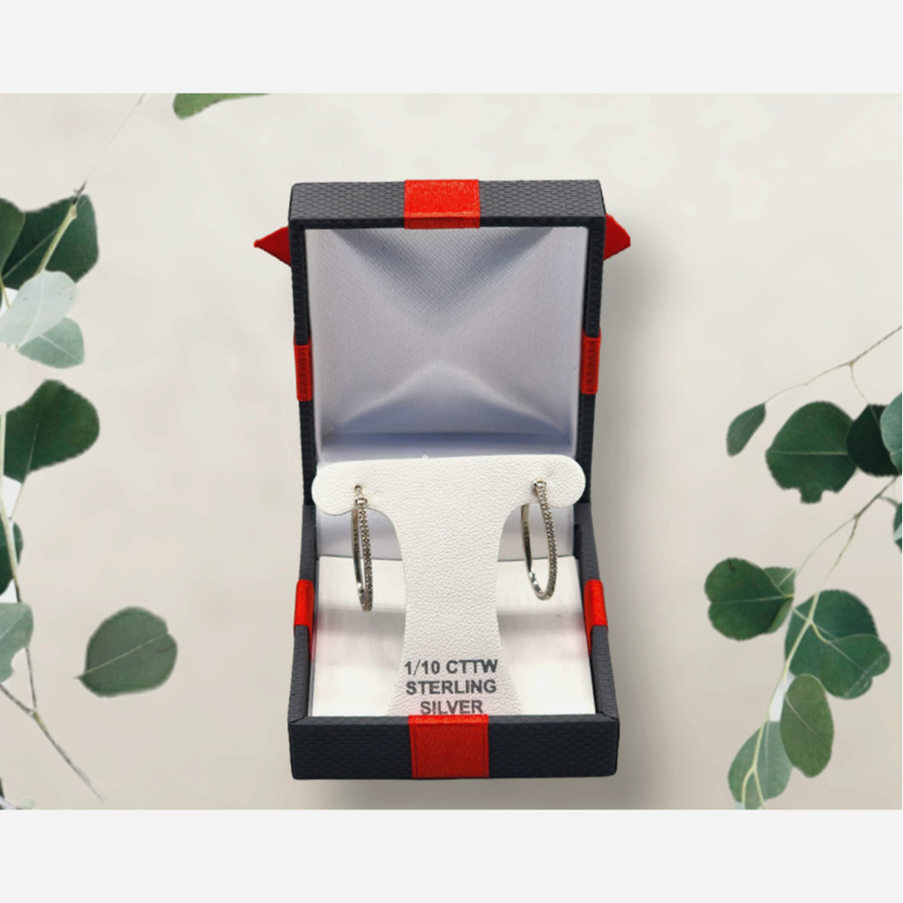 Diamond Sterling Silver Hoop Earrings